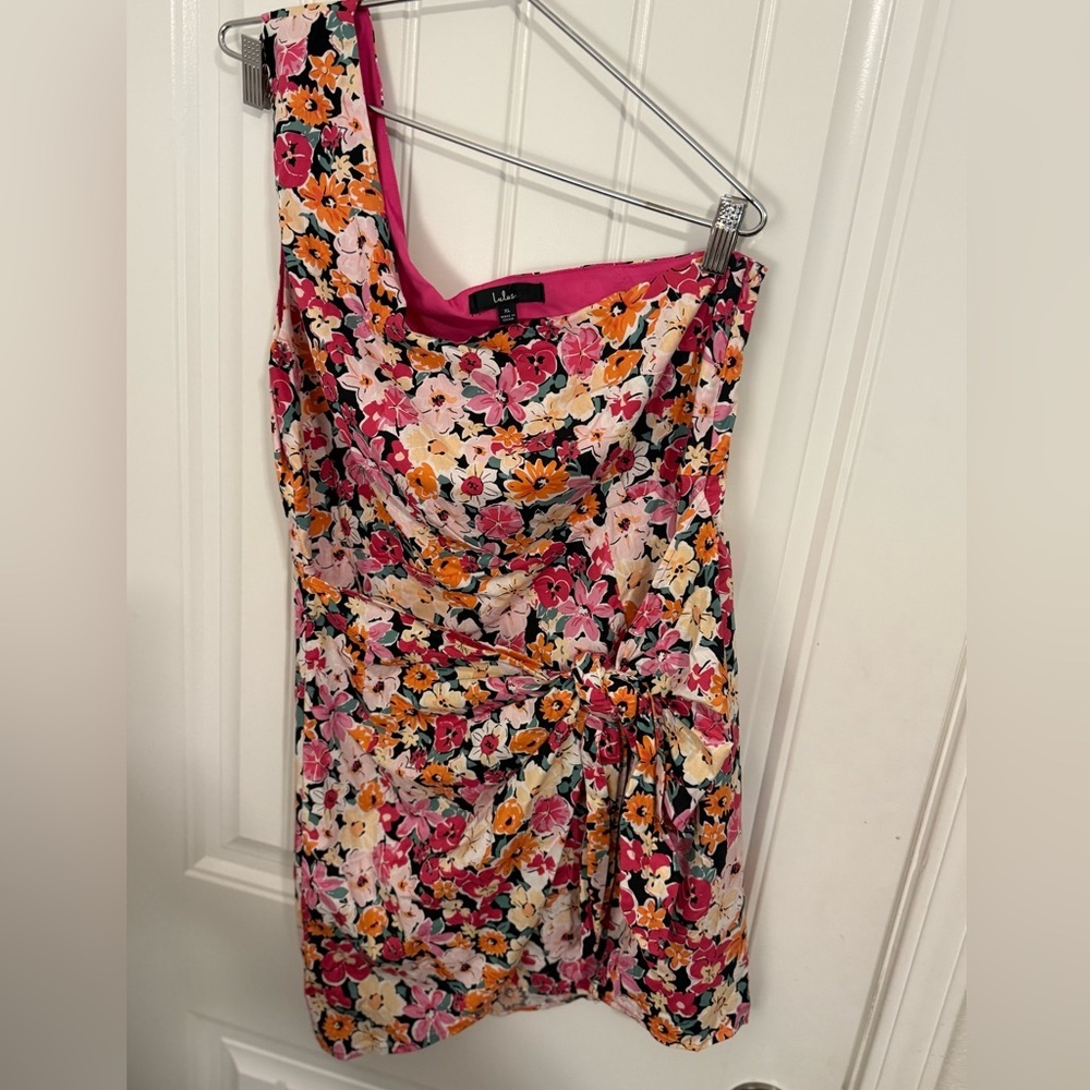 Lulu's Pink Asymmetrical Ruched One-Shoulder Dress - Picture 15 of 16